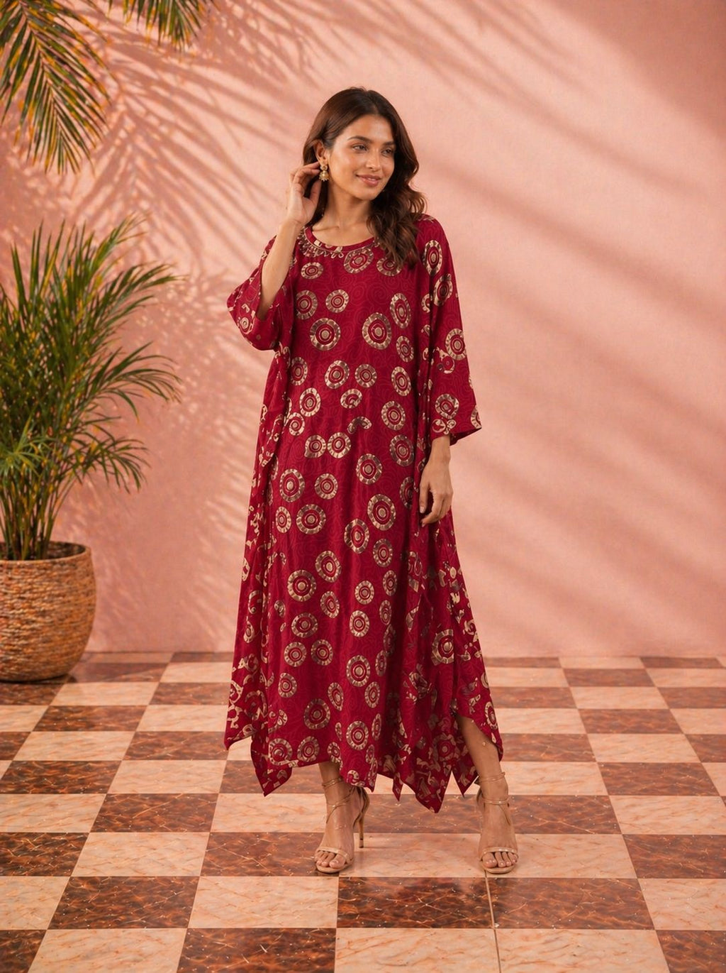 Rayon premium kurta (mehroon)