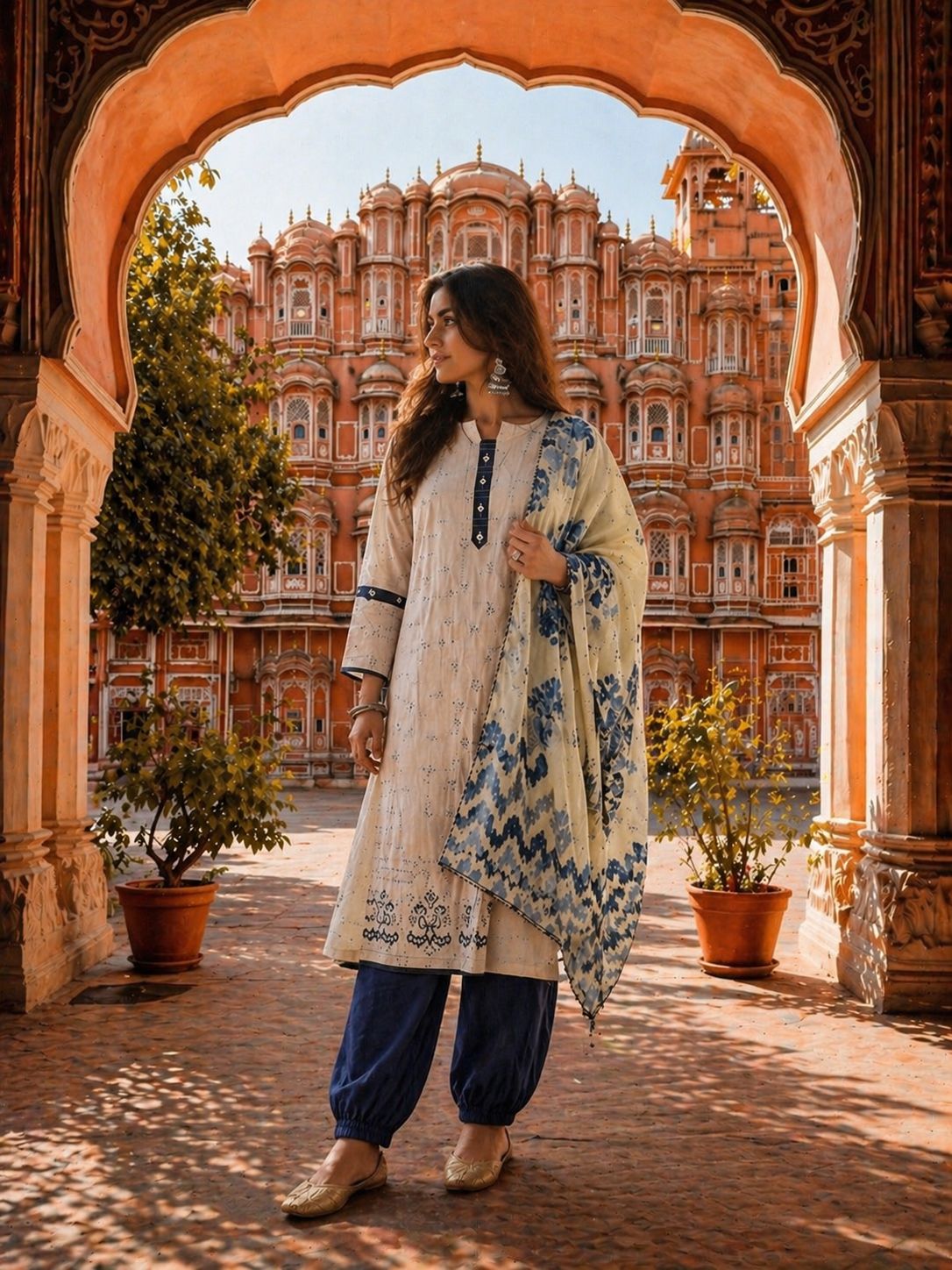 Linen kurta for women, pure linen (blue)