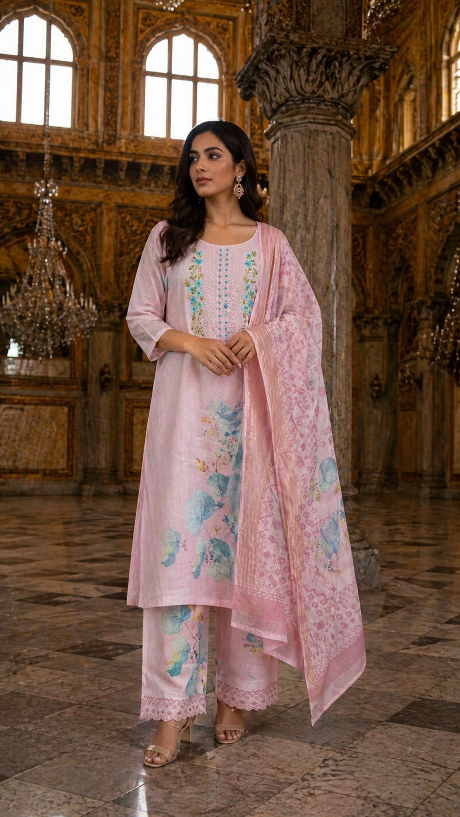 summer Khaadi kurta (pink)