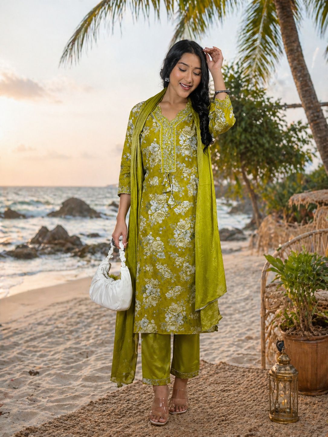 Rayon Foil print green