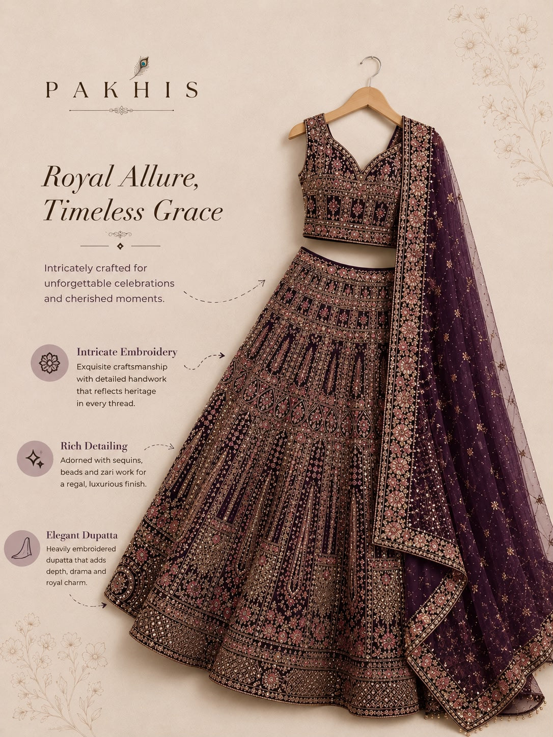 Magnificent Purple with silver Lehenga
